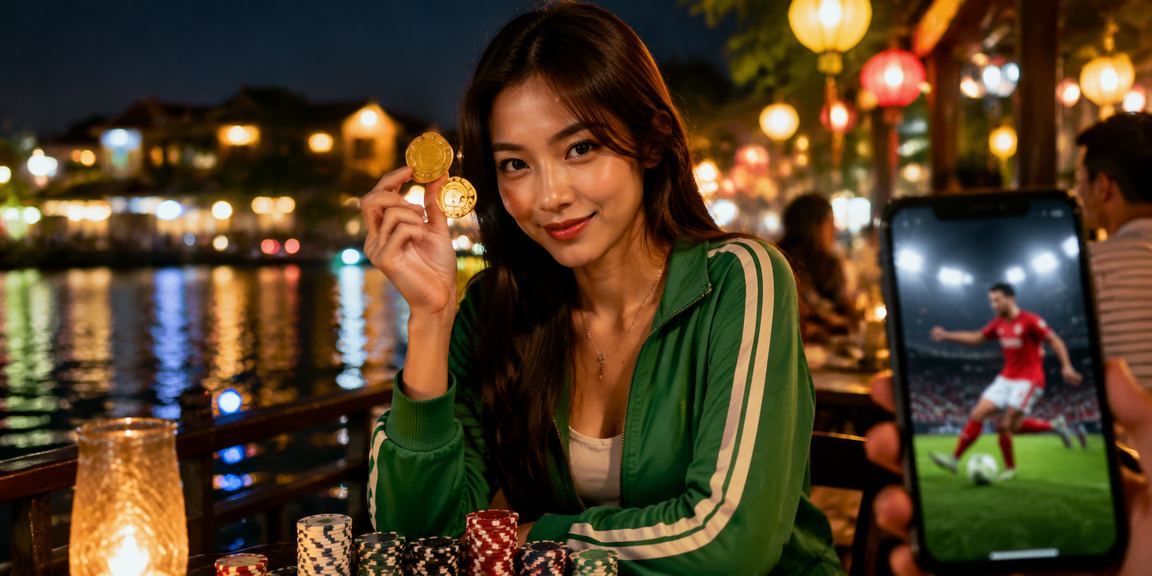 Người dùng Hội An xem cược thể thao và kiểm tra lịch sử thanh toán tại quán cà phê ban ngày